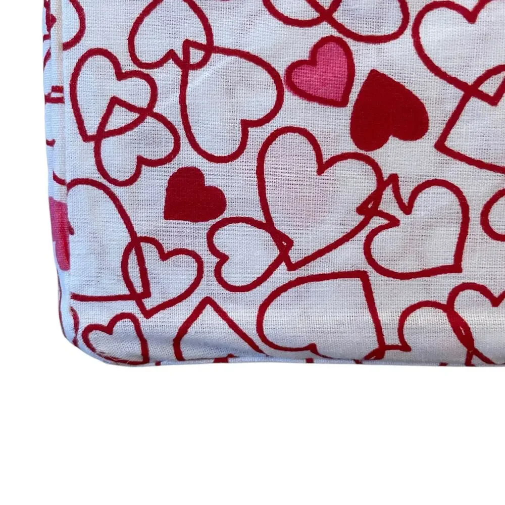KATE SPADE Valentine's Day Pink Red Outline Hearts TWIN Cotton Sheet Set New